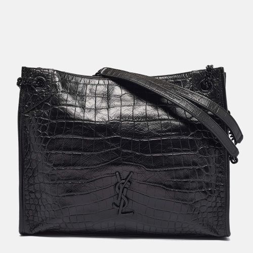 Saint Laurent Croc Embossed Leather Medium Monogram Nikki Tote - Saint Laurent Paris - Modalova