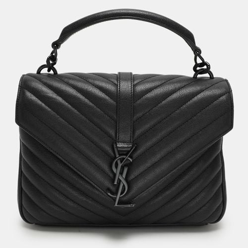 Saint Laurent Chevron Quilted Leather Medium College Top Handle Bag - Saint Laurent Paris - Modalova