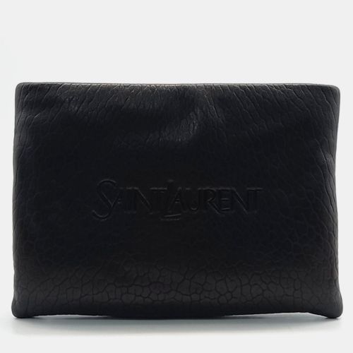 Leather logo padded clutch bag - Saint Laurent Paris - Modalova