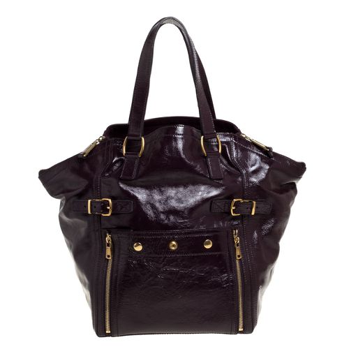 Patent Leather Large Floral Applique Downtown Tote - Yves Saint Laurent - Modalova