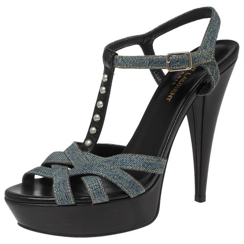 Saint Laurent Denim Tribute Platform Sandals Size 39 - Saint Laurent Paris - Modalova