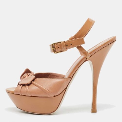 Saint Laurent Leather and Patent Ankle Strap Sandals Size 40 - Saint Laurent Paris - Modalova