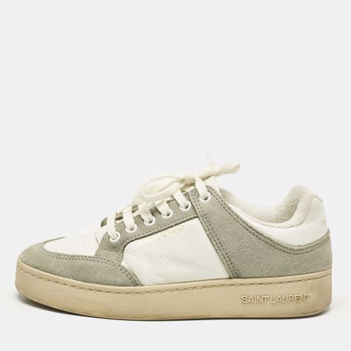 Saint Laurent /Grey Perforated Leather and Suede SL/61 Sneakers Size 37 - Saint Laurent Paris - Modalova