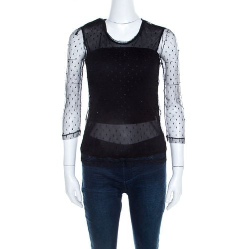 Bead Embellished Mesh Long Sleeve Top XS - Saint Laurent Paris - Modalova