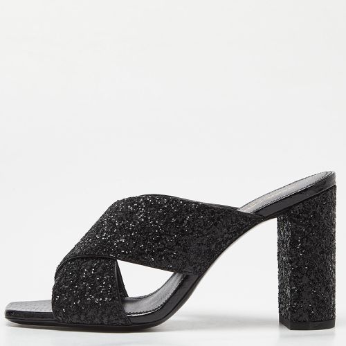 Saint Laurent Glitter and Ayers Loulou Criss Cross Mules Size 37 - Saint Laurent Paris - Modalova