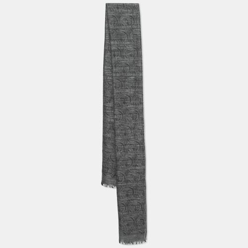 Dark Gancini Jacquard Silk & Wool Stole - Salvatore Ferragamo - Modalova