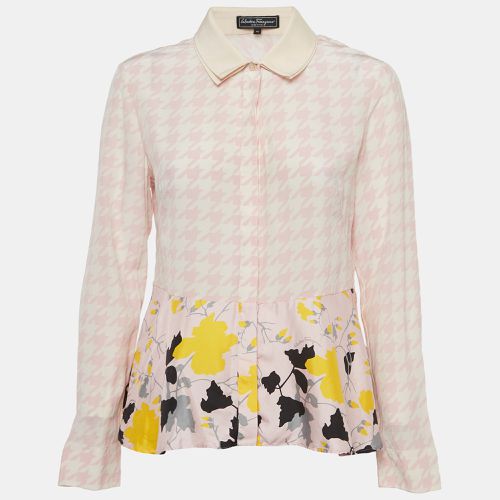 Print Silk Peplum Shirt Blouse L - Salvatore Ferragamo - Modalova