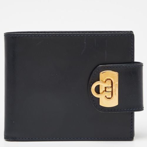 Dark Leather Gancini Flap Compact Wallet - Salvatore Ferragamo - Modalova