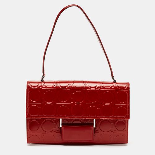 Gancini Embossed Leather Shoulder Bag - Salvatore Ferragamo - Modalova