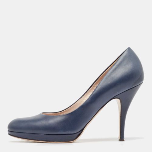 Navy Leather Platform Pumps Size 40.5 - Salvatore Ferragamo - Modalova