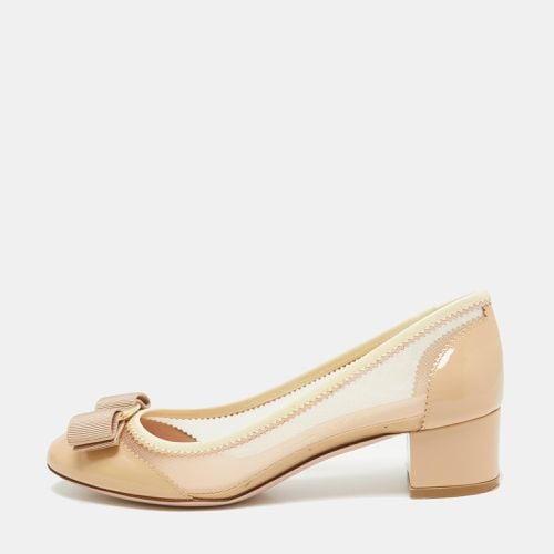 Patent And Mesh Vara Bow Pumps Size 36.5 - Salvatore Ferragamo - Modalova