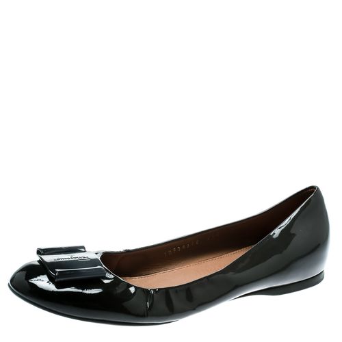 Dark Patent Leather Degrade Ballet Flats Size 38.5 - Salvatore Ferragamo - Modalova