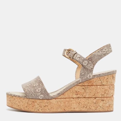 Lizard Embossed Leather Madea Wedge Sandals Size 39.5 - Salvatore Ferragamo - Modalova