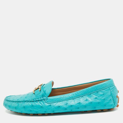 Turquoise Ostrich Saba Loafers Size 40.5 - Salvatore Ferragamo - Modalova