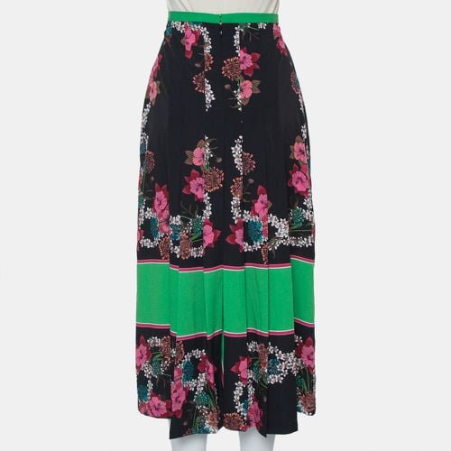 Green Printed Chiffon Pleated Midi Skirt L - Sandro - Modalova