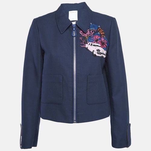 Embellished Cotton Blend Zip-Up Blazer M - Sandro - Modalova