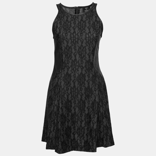 Lace and Distressed Leather Panel Dress S - Sea - Modalova