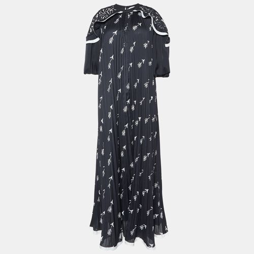 Arrow Print Crepe Pleated Lace Trimmed Long Dress S - Self-Portrait - Modalova