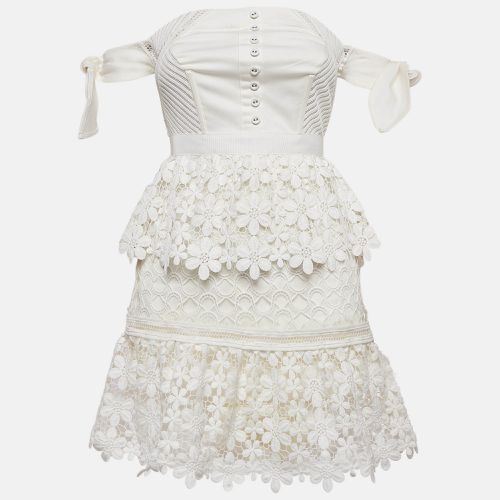 Self Portrait Lace Tiered Off Shoulder Mini Dress S - Self-Portrait - Modalova