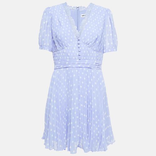 Polka Dot Crepe Pleated Mini Dress L - Self-Portrait - Modalova