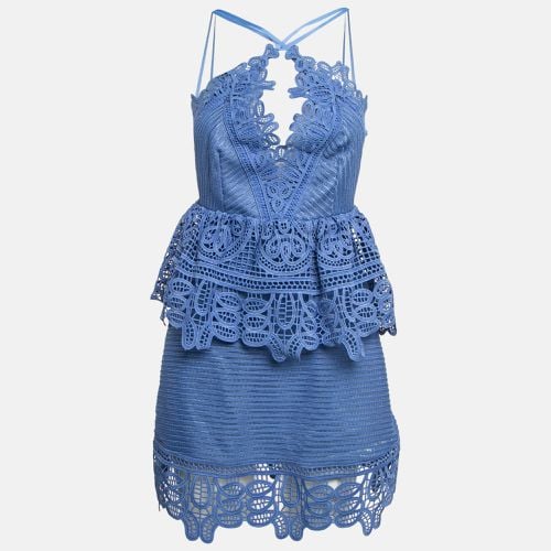 Guipure Lace Ruffled Mini Dress S - Self-Portrait - Modalova