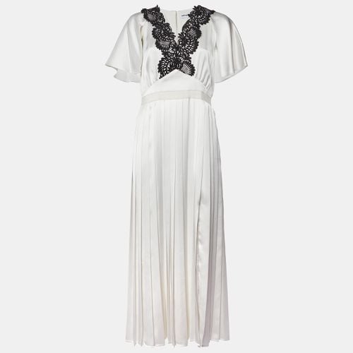 Lace Trim Satin Pleated Maxi Dress M - Self-Portrait - Modalova