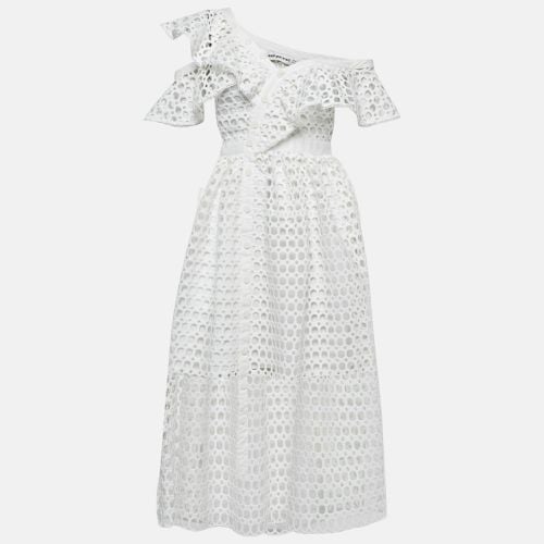 Guipure Lace Ruffled Midi Dress S - Self-Portrait - Modalova