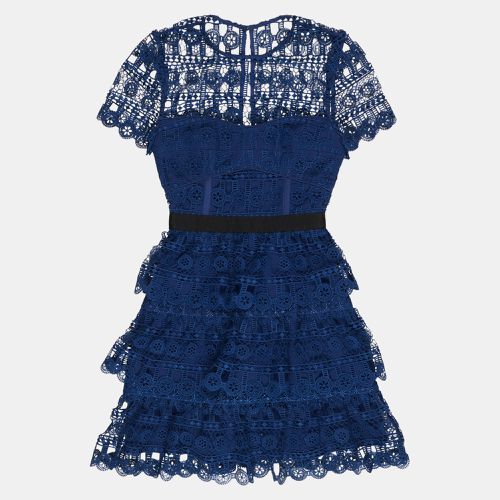 Guipure Lace Tiered Mini Dress M - Self-Portrait - Modalova