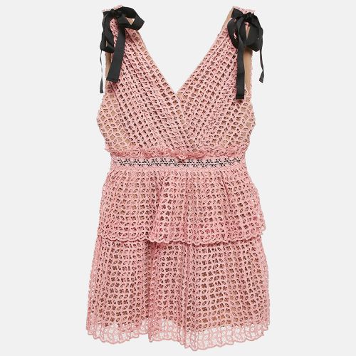 Guipure Lace Pleated Sleeveless Mini Dress S - Self-Portrait - Modalova