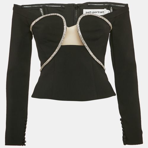 Stud Embellished Crepe Off-Shoulder Top S - Self-Portrait - Modalova