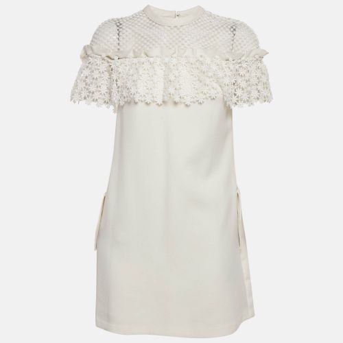 Knit Lace Trimmed Mini Shift Dress S - Self-Portrait - Modalova