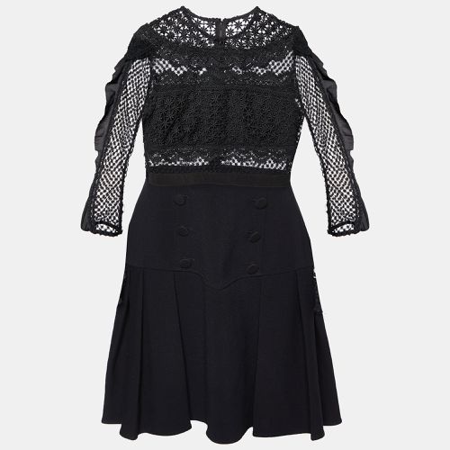 Lace & Crepe Long Sleeve Mini Dress M - Self-Portrait - Modalova