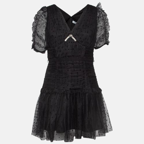 Flocked Tulle Crystal Embellished Tiered Mini Dress M - Self-Portrait - Modalova