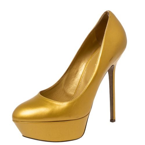 Gold Leather Platform Pumps Size 38 - Sergio Rossi - Modalova