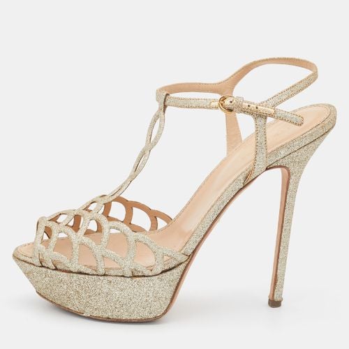 Glitter Leather Laser Cut Out Platform Sandals Size 40 - Sergio Rossi - Modalova