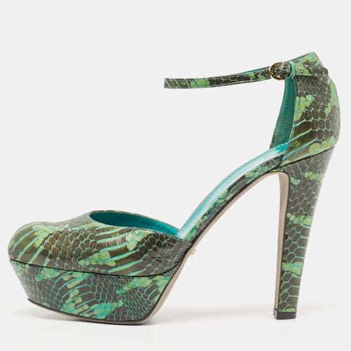 Two Tone Watersnake Platform Ankle Strap Pumps Size 39.5 - Sergio Rossi - Modalova