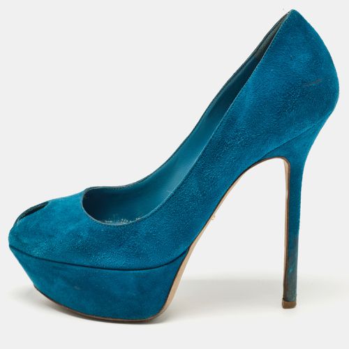 Suede Peep Toe Platform Pumps Size 37.5 - Sergio Rossi - Modalova