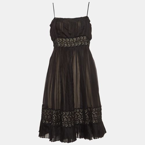 Lace Trim Silk Pleated Midi Empire Dress L - Sportmax - Modalova