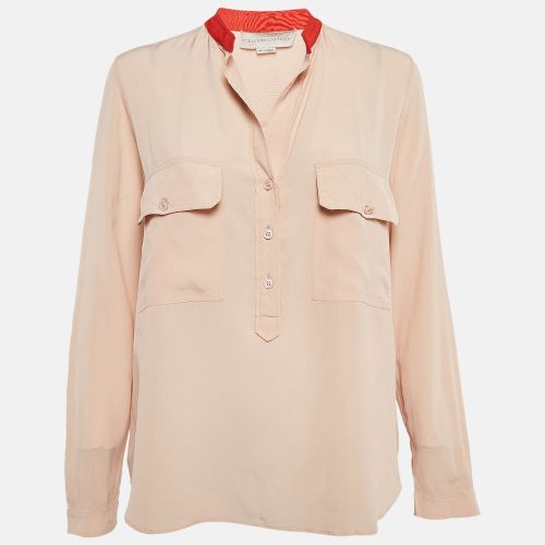 Pale Silk Crepe Contrast Collar Detail Blouse M - Stella McCartney - Modalova