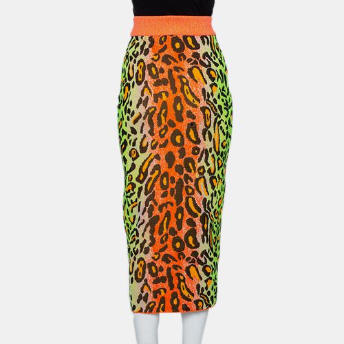 Neon Leopard Knit Fitted Midi Skirt M - Stella McCartney - Modalova