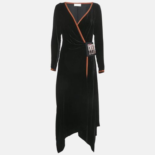 Velvet Stud Detail Asymmetric Wrap Dress M - Peter Pilotto - Modalova