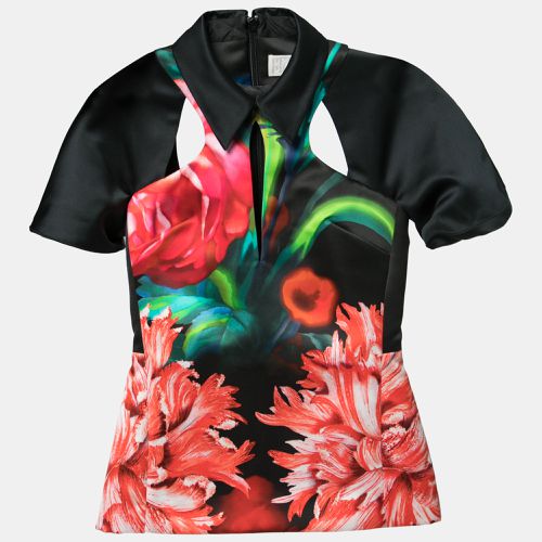 Floral Printed Satin Cut-Out Detail Top S - Peter Pilotto - Modalova