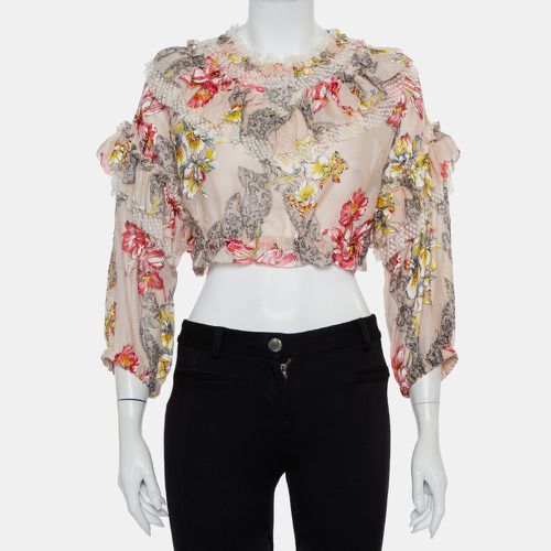 Di Lorenzo Serafini Floral Printed Cotton Ruffled Crop Top M - Philosophy - Modalova