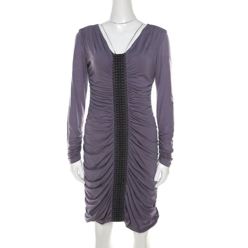 Lilac Jersey Embroidered Ruched Detail Dress M - Philosophy di Alberta Ferretti - Modalova