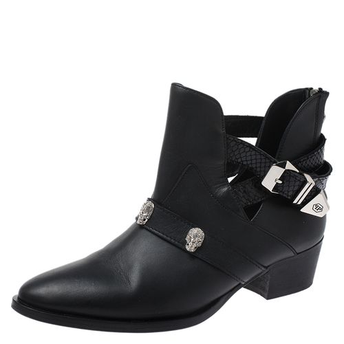 Leather Skull Detail Ankle Boots Size 37 - Philipp Plein - Modalova