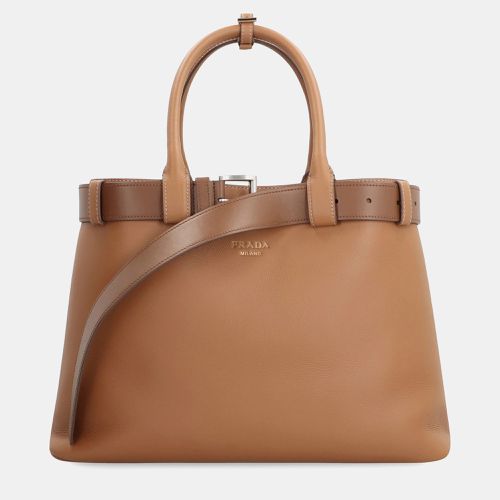 Saddle Pebbled Calfskin Buckle Leather Bag - Prada - Modalova