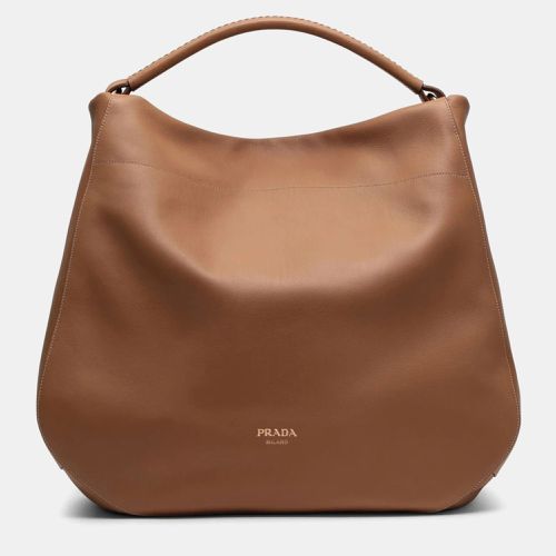 Large Caramel-Coloured Leather Shoulder Bag - Prada - Modalova