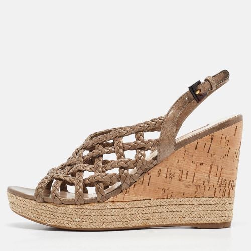 Woven Leather Accents Wedge Espadrilles Sandals Size 38 - Prada Sport - Modalova