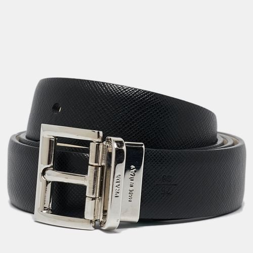 White Leather Reversible Buckle Belt 75CM - Prada - Modalova