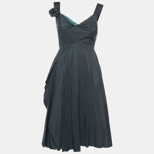 Polka Dot Silk Draped Sleeveless Short Dress S - Prada - Modalova